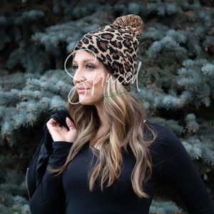 Leopard Pom Beanie